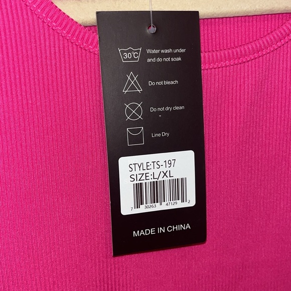 NWT S. Christina Collection Hot Pink Ribbed Bodysuit. L/XL - Picture 4 of 5